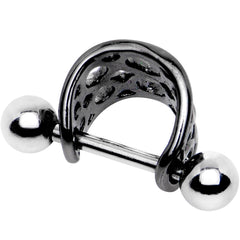 16G 3/8 Black Band Steel Bar Infinity Cartilage Cuff