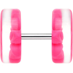 Acrylic Pretty Pink Flower Inlay Cheater Plug