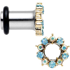 2G Aurora and Aqua Gem Heart Wreath Single Flare Tunnel Plug Set