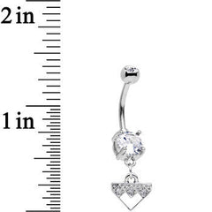 Clear Gem Stainless Steel Triangular Shield Dangle Belly Ring
