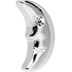 16G 1/4 Clear Gem Steel Crescent Moon Left Cartilage Earring