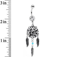 Clear Gem Sun and Moon Feather Celestial Daydream Dangle Belly Ring