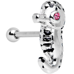 16G 1/4 Pink Gem Eyeball Seahorse Cartilage Earring