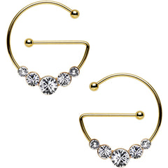 Clear Gold PVD Universal Nipple Ring Set Created with Crystals