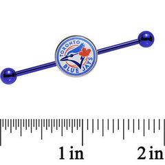 Licensed MLB Blue Anodized Toronto Blue Jays Industrial Barbell 38mm