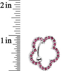 Pink Gem Stainless Steel Cutout Zinnia Flower Top Mount Belly Ring