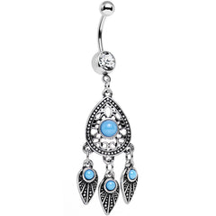Clear Gem Faux Turquoise Dreamcatcher Chandelier Belly Ring