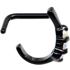 18G Aurora Gem Black PVD Faux Hoop L Shaped Nose Ring
