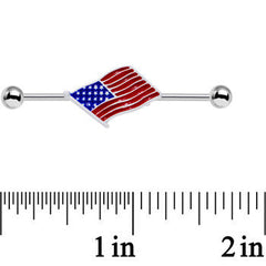 14G USA Old Glory American Flag Industrial Barbell 38mm