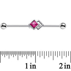 14G Pink Faux Turquoise Art Deco Industrial Barbell 38mm