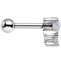 18G White Synthetic Opal Steel Triad Tragus Cartilage Earring
