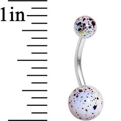White Acrylic Big Bottom Ball Color Splash Basic Belly Ring