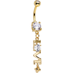 Clear Gem Gold Anodized Lots of Love Dangle Belly Ring