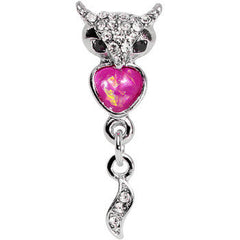 16G 1/4 Pink Faux Opal Heart of an Owl Dangle Cartilage Earring