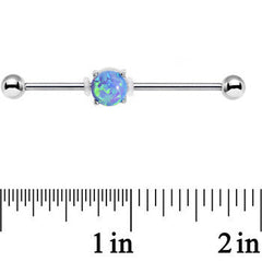 14G Blue Faux Opal Opulence Industrial Barbell 38mm