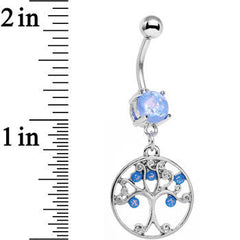 Light Blue Faux Opal Terra Firma Tree of Life Dangle Belly Ring