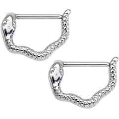 14G 9/16 Stainless Steel Slithering Snake Nipple Clicker Set