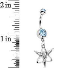 Aqua Gem Heroic Heralds Staff and Trinity Dangle Belly Ring