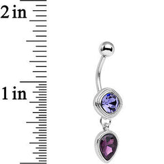 Violet Plum Purple CZ Gem Simpe Sass Dangle Belly Ring