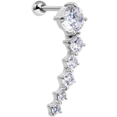 18G 5/16 Clear Gem Cascading Curved Left Ear Cartilage Earring