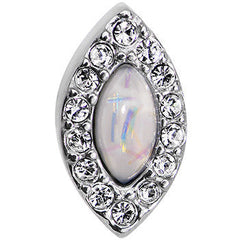16G 1/4 White Faux Opal Clear CZ Marquis Cartilage Earring