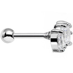 18G 1/4 Clear Cubic Zirconia Elegant Crown Cartilage Earring