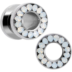 2G White Faux Opal Screw Fit Tunnel Plug Set