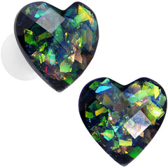 Multicolor Heart White Acrylic Saddle Plug Set 5mm to 00G