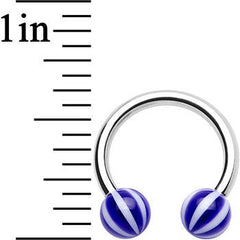 14G 7/16 Indigo Blue White Acrylic Horseshoe Circular Barbell