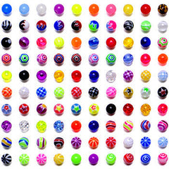 UV Acrylic Ball Steel Barbell Tongue Ring Set of 100