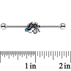 14G Pink Green Blue Faux Opal Octopus Industrial Barbell 38mm