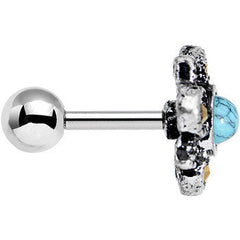16G 1/4 Faux Turquoise Bohemian Flower Tragus Cartilage Earring
