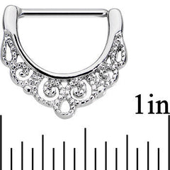 14G 9/16 Stainless Steel Fancy Filigree Nipple Clicker Set