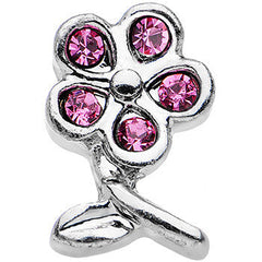 16G Pink Gem Petal Flower Right Ear Cartilage Earring