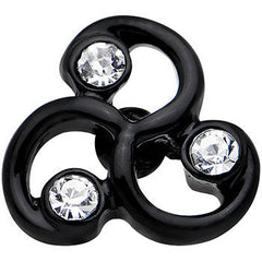 16G 1/4 Clear Gem Black Trinity Swirl Tragus Cartilage Earring