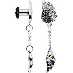 4G Aurora Black Gem Arial Angel Wings Dangle Plug Set