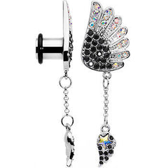0G Aurora Black Gem Arial Angel Wings Dangle Plug Set