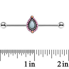 14G Light Blue and Pink Pastel Teardrop Industrial Barbell 38mm