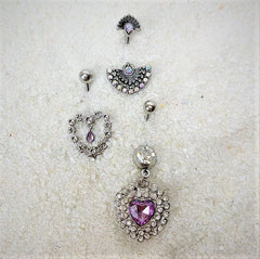 Aurora Gem Japanese Fan Double Mount Belly Ring