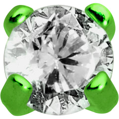 Body Candy Green Titanium IP Steel Clear 2mm Accent Internally Threaded Labret Monroe 16G 1/4