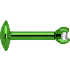 Body Candy Green Titanium IP Steel Clear 2mm Accent Internally Threaded Labret Monroe 16G 1/4