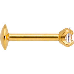 5/16 Clear 2mm Gem Gold IP Internally Threaded Labret Monroe Tragus