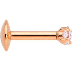5/16 Clear Square CZ Rose Gold PVD Internally Threaded Labret Monroe