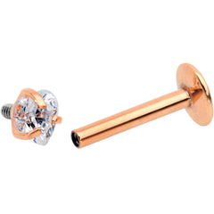 5/16 Clear Heart CZ Rose Gold PVD Internally Threaded Labret Monroe