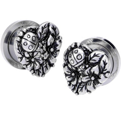 Ladybug Heart Screw Fit Tunnel Plug Set 6mm to 16mm