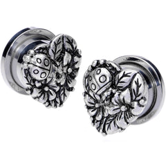 Ladybug Heart Screw Fit Tunnel Plug Set 6mm to 16mm