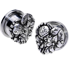 Ladybug Heart Screw Fit Tunnel Plug Set 6mm to 16mm