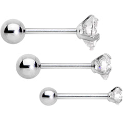 16G 5/16 Clear Gem Heart Trio Tragus Cartilage Earring Set of 3