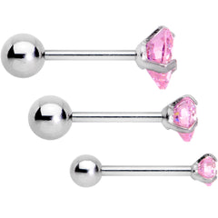 16G 5/16 Pink Gem Heart Trio Tragus Cartilage Earring Set of 3