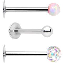16G 5/16 Aurora Faux Opal Ball Labret Monroe Tragus 3 Pack Set